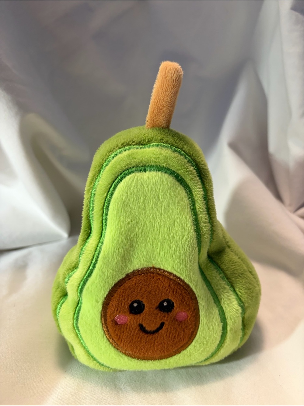 Plush Green Avocado with Smiling Face - microwave heat pack